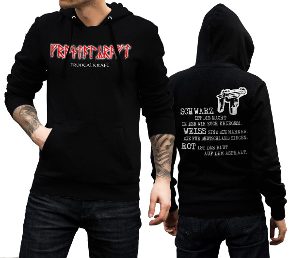 Kapuzenpullover - Frontalkraft - Schwarz, Weiß, Rot